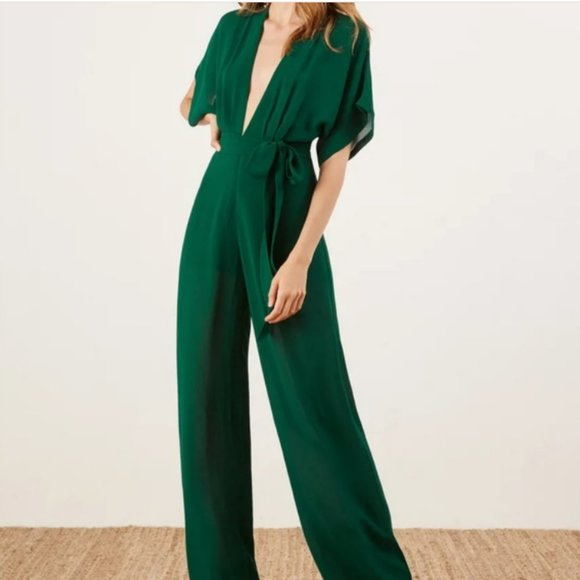 Reformation Lemongrass Jumpsuit, Green, Size 0